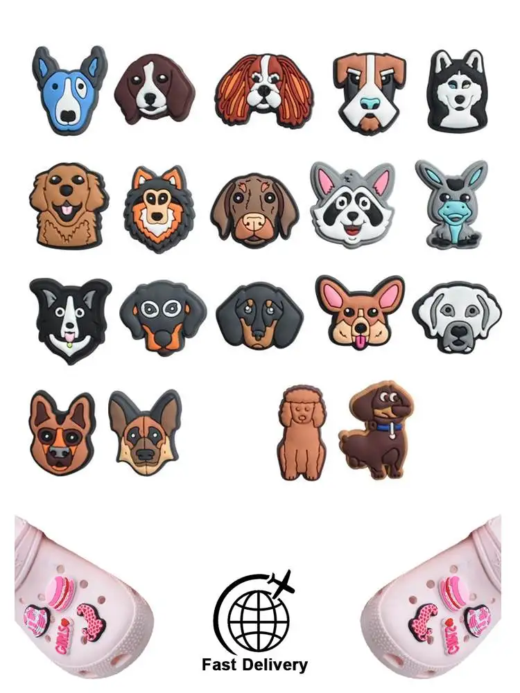 

1Pcs PVC Dog for Crocs Charms DIY Badge Women Sandals Buckle Kids Pins Decoration Jeans Shoe Accessories Wristbands Wholesale