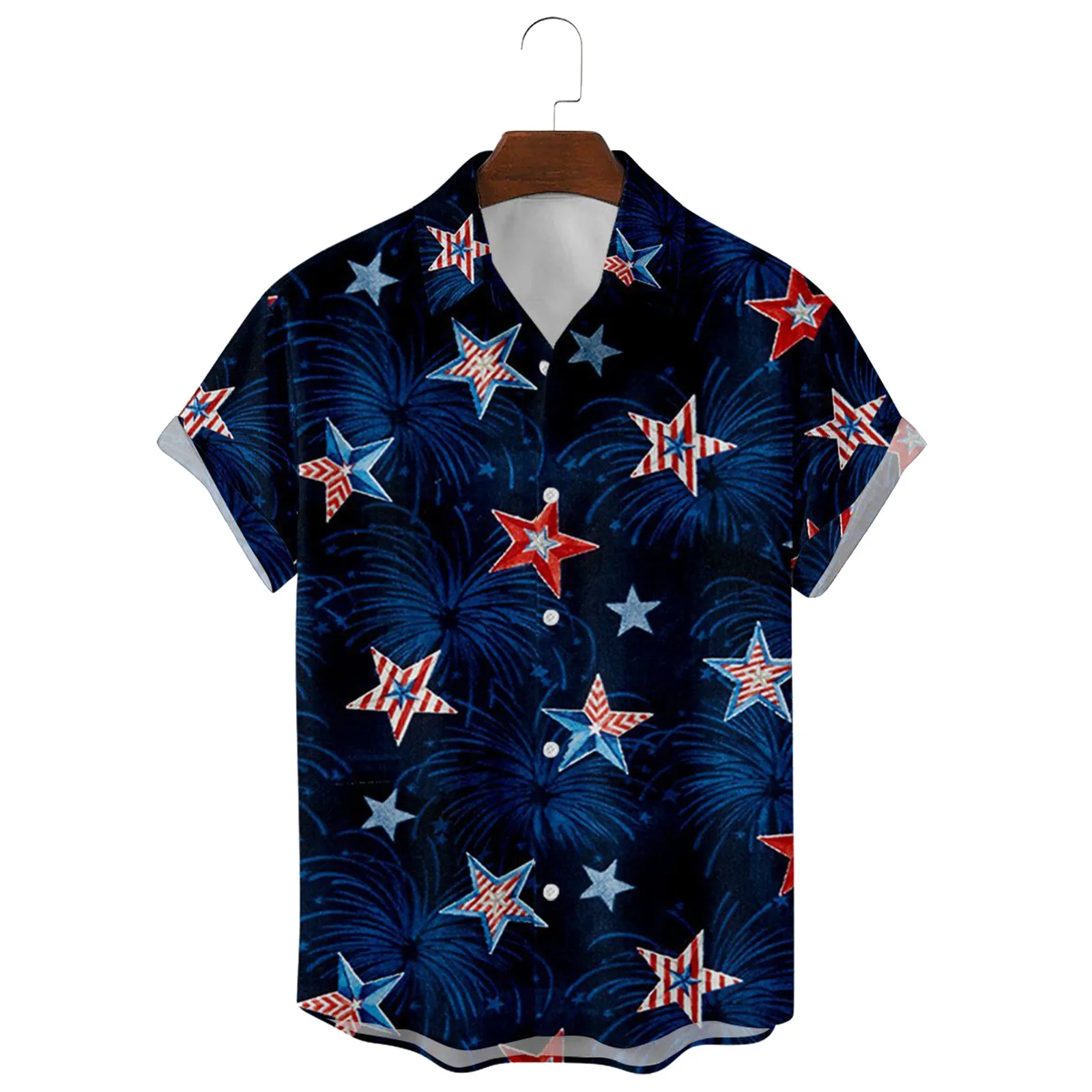 

Men Fitted Tee Shirts Mens Fashion And Leisure Independence Day 3D Digital Printing Mens Size Large Shirts Black Button down