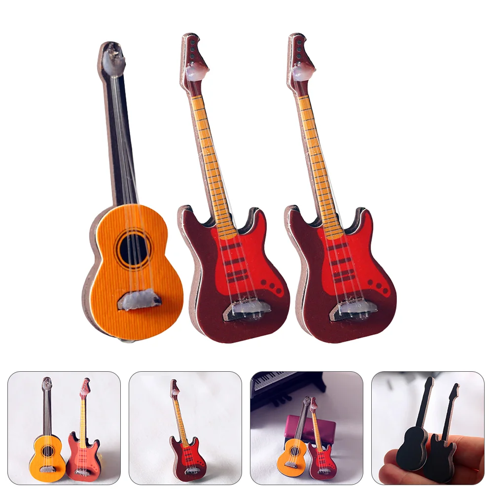 

3 PCS Classical Guitar Office Decoration Miniatures Educational Toy Model Toys Home Adornment Room Ornament
