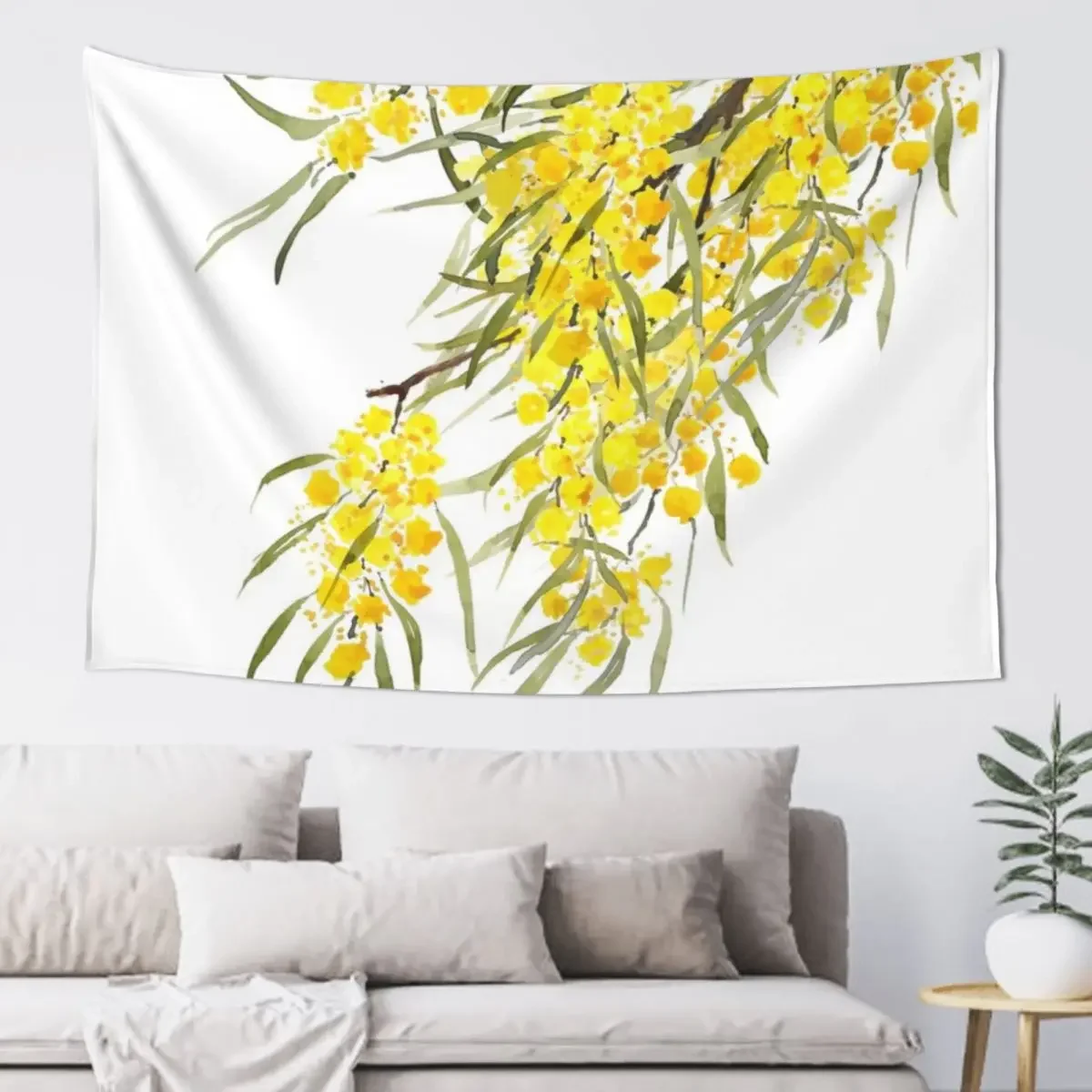 Золотой гобелен с цветочным принтом