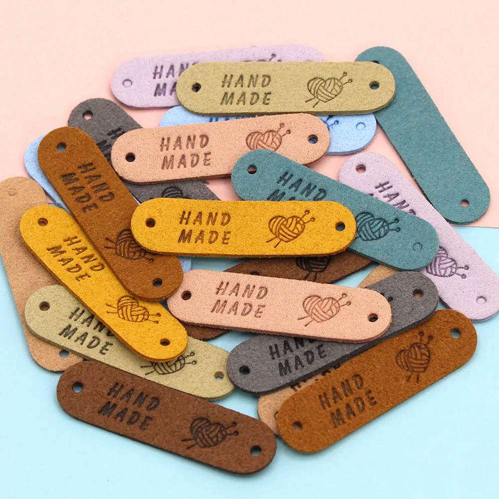 20 шт. этикетки ручной работы ярлыки из пряжи в форме сердца для одежды кожаные