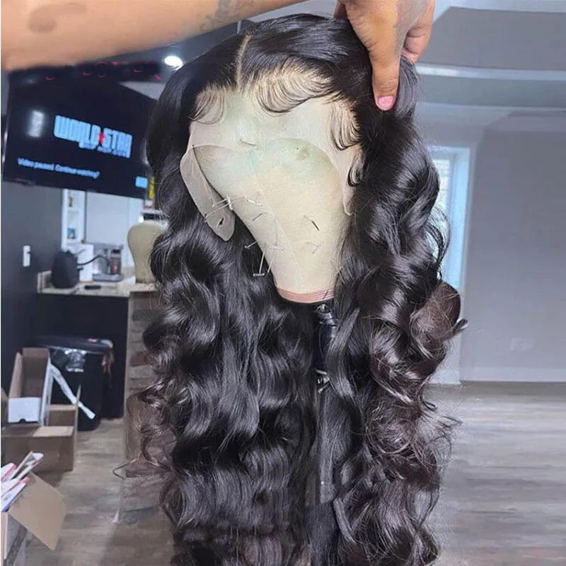 

26Inch 180%Density Long Water Wave Synthetic Lace Front Wig For Women With Baby Hair Heat Resistant Fiber Hair Daily Wig