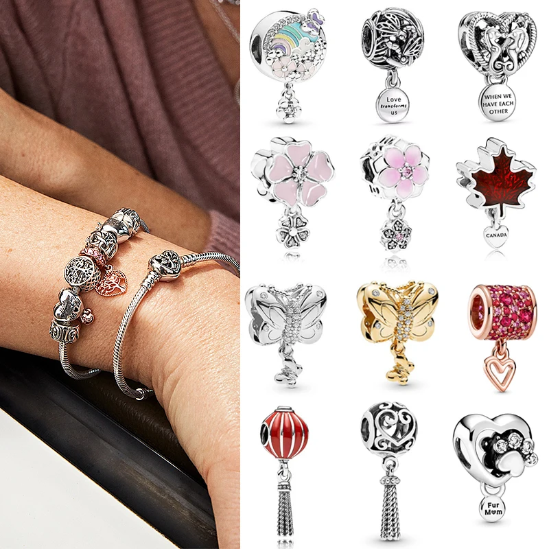 

925 Sterling Silver hand-painted Daisy Love Pendant Beads suitable for original Women's Bracelet female DIY Charm Jewelry