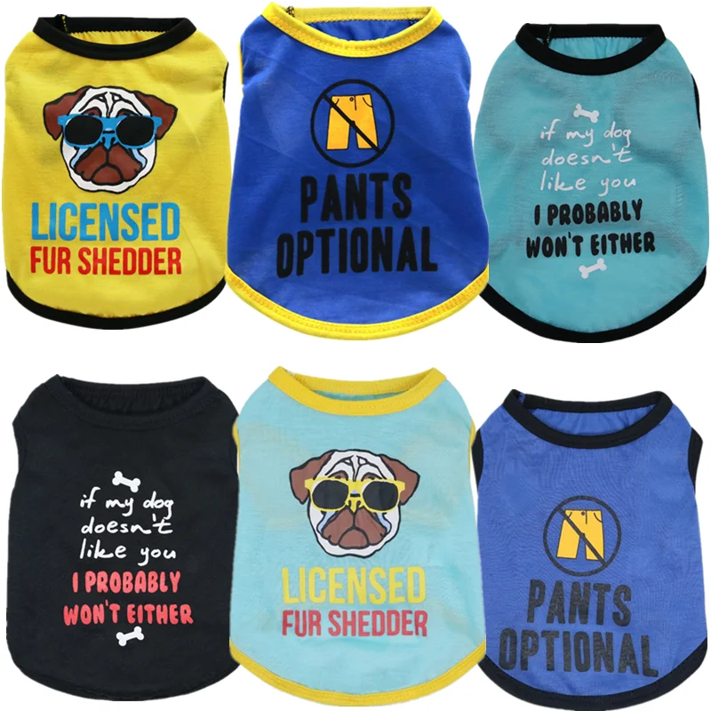 

Pet Dog Clothes T-shirt Vest Spring Summer Large Golden Retriever Teddy Cartoon Jacket Chihuahua Puppy Clothes Vest Cheap