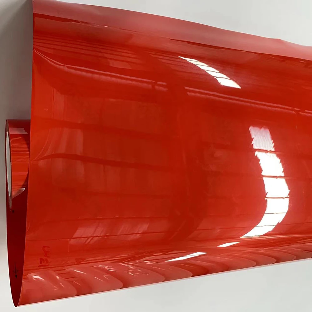 Фото CRYSTAL GLOSS LAVA ORANGE Высококачественная виниловая фольга для обертывания всего автомобиля Кристалл Высокоэластичный автомобильный чехол Защитная пленка №4