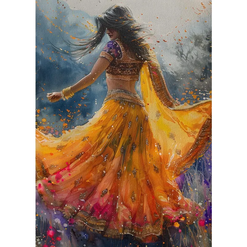 

Картина на холсте "Абстрактные граффити, индийская женщина, танцы дождя"