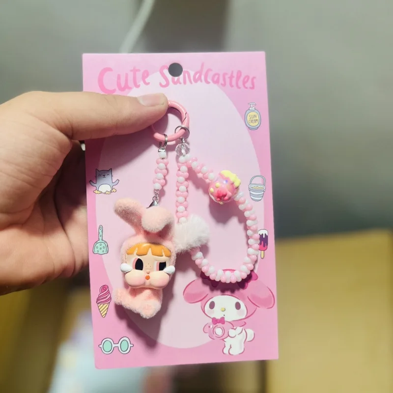 Милая флокированная кукла Labubu Crybaby виниловое покрытие цепочка для телефона