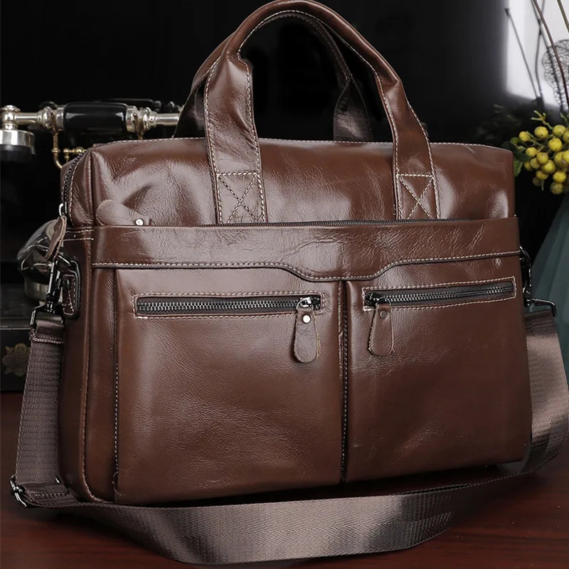 

High Quality Men Leather Handbags Male Business Leather Travel Briefcases Men's Cowhide Leather Messenger Bags Tote