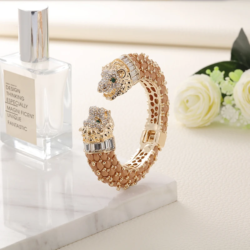 Модный браслет GrayBirds из смолы с двумя головами в виде животного и Льва 30 цветов