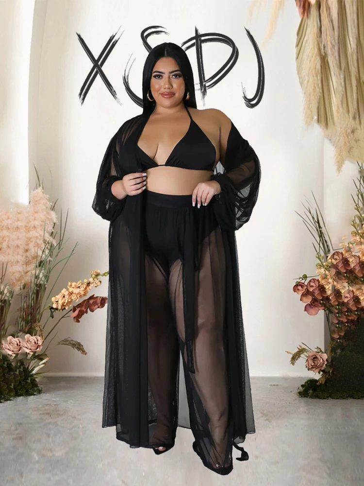 Комплекты больших размеров соблазнительная Прозрачная женская одежда длинный