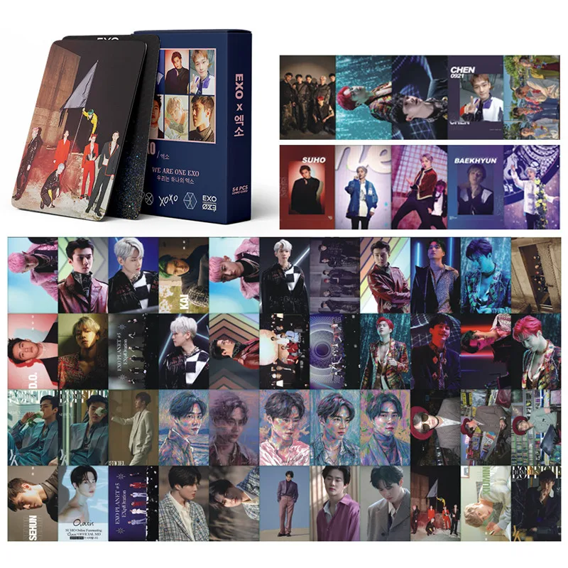 54 Pcs / Set Kpop STRAYKIDS EXO EN- ATEEZ Lomo Card Album Self Made Paper Photo Card Poster Photocard Fans Gift Collection