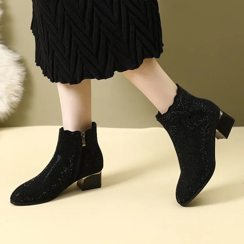 Женские ботильоны челси из синтетической кожи до середины икры большой размер