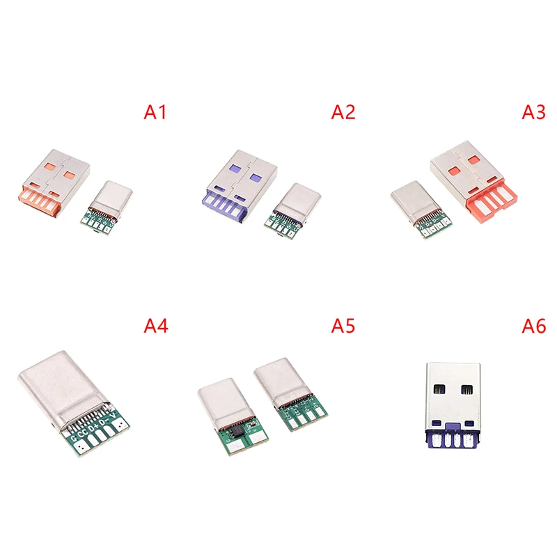 

PD Быстрая зарядка Type-C USB 65 Вт 5A Штекерный разъем для сварки с 5-контактной печатной платой + тип A Штекерный 5-контактный USB «сделай сам» OTG зарядка набор для сборки данных