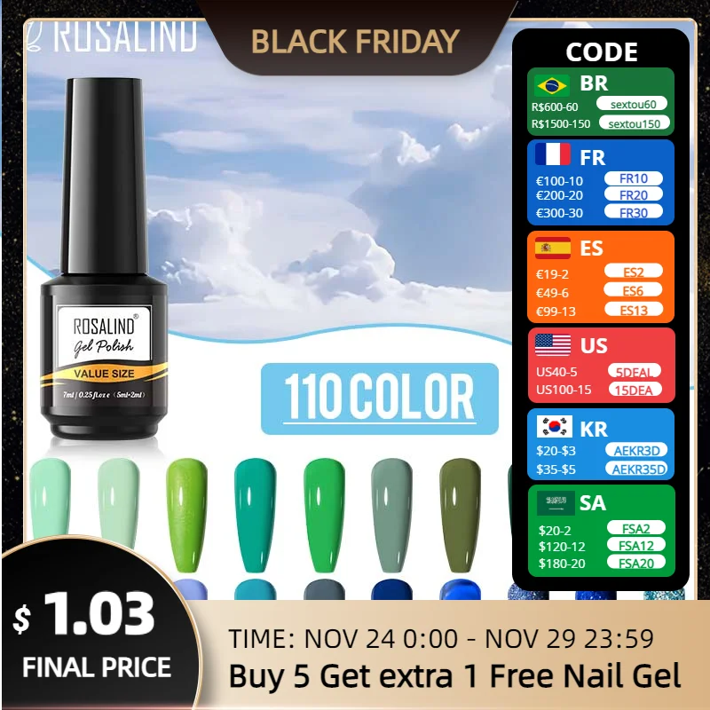 

ROSALIND 152Colors Nail Gel Polish Base Top Coat Gel Polish Semi Permanent Gel Varnish Hybrid For Nails Art Vernis Need UV/LED