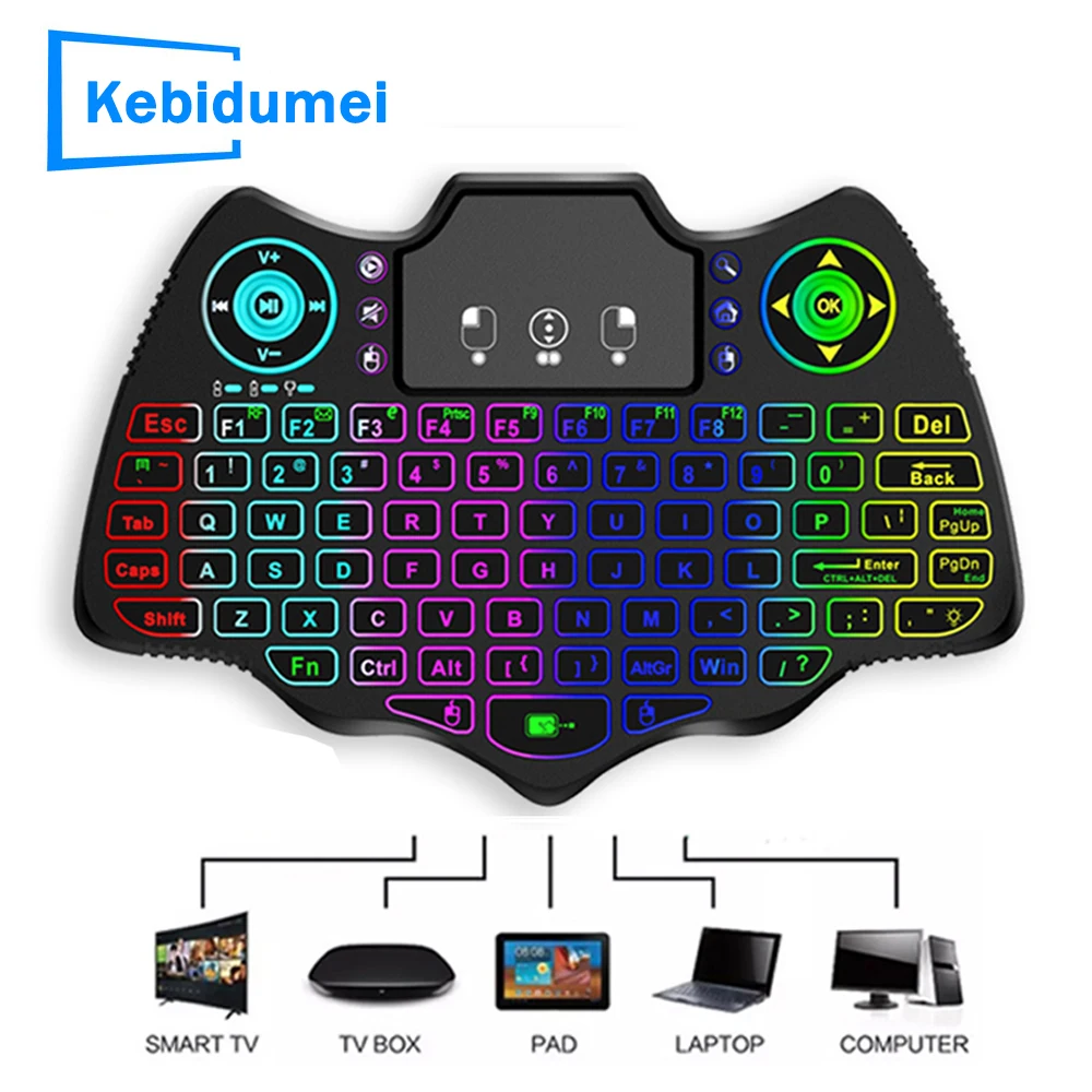 

2.4G Wireless Keyboard Touchpad Backlit Russian Portugue Gamer USB Mini Air Mouse Remote For laptop PC smart TV Box projector
