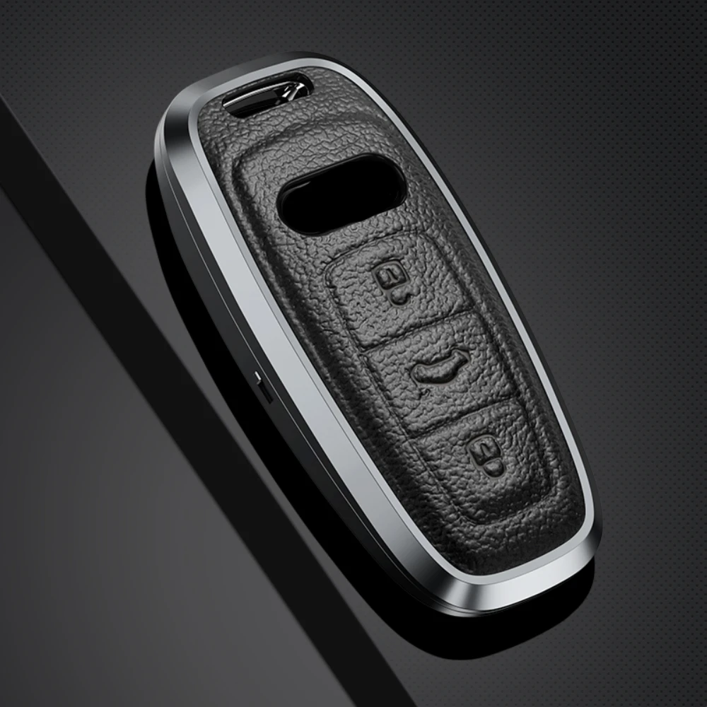 

Кожаный чехол для дистанционного ключа из сплава, чехол-держатель, брелок для Audi A6 A7 A8 A4 C8 Q8 Q5 D5 E-tron, аксессуары, прочный автомобильный Стайлинг