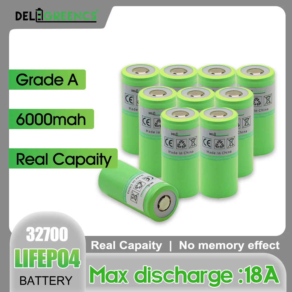 

New 12pcs LiFePO4 32700 6000mah Rechargeable Batterie from 12V 24V 36V Lithium Battery Pack for DIY 18650 Solar Energy System