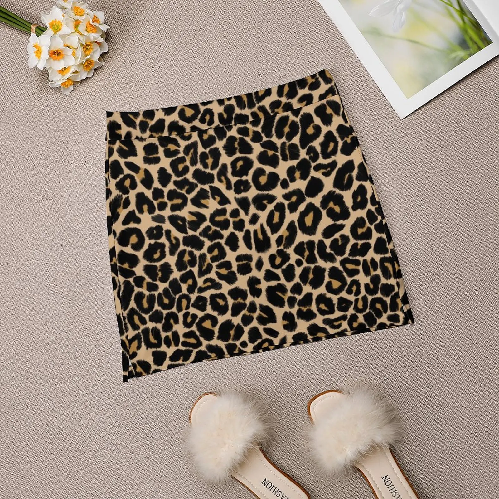 Женская юбка-шорты с леопардовым принтом