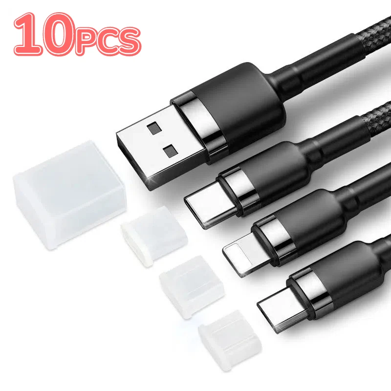 

10PCS Universal Dust Plug Protective Cover for IOS Type C Micro USB A Male Port Data Cable Adapter Waterproof Cap Dustplugs
