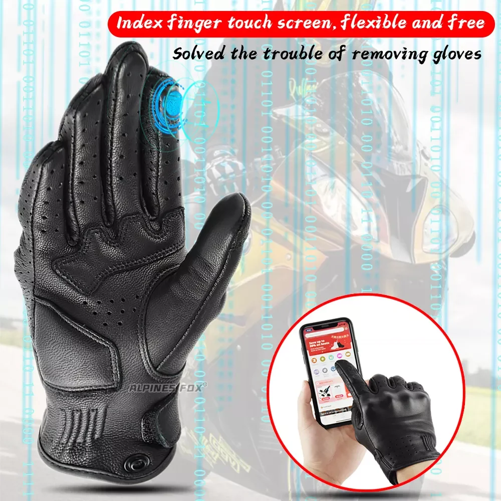 

Retro Leather Motorcycle Gloves locomotive Guantes Men Women Racing Motorbike Gloves off-road MX MTB DH Cycling All Season Luvas