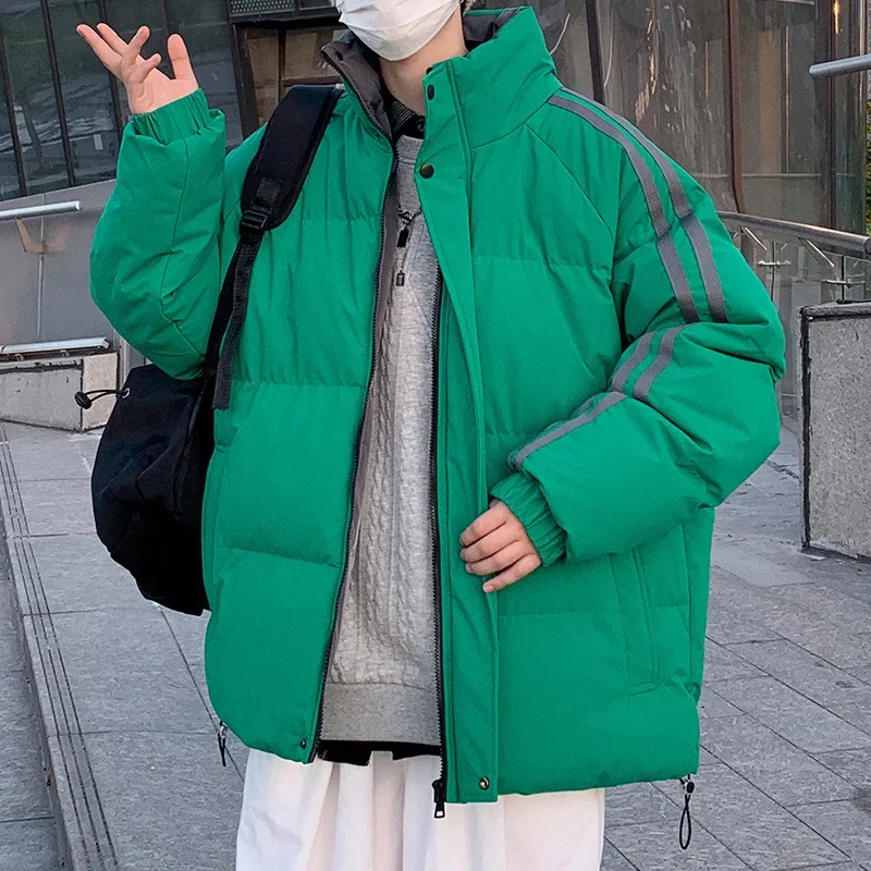 Мужское повседневное утолщенное теплое хлопковое пальто однотонная куртка с