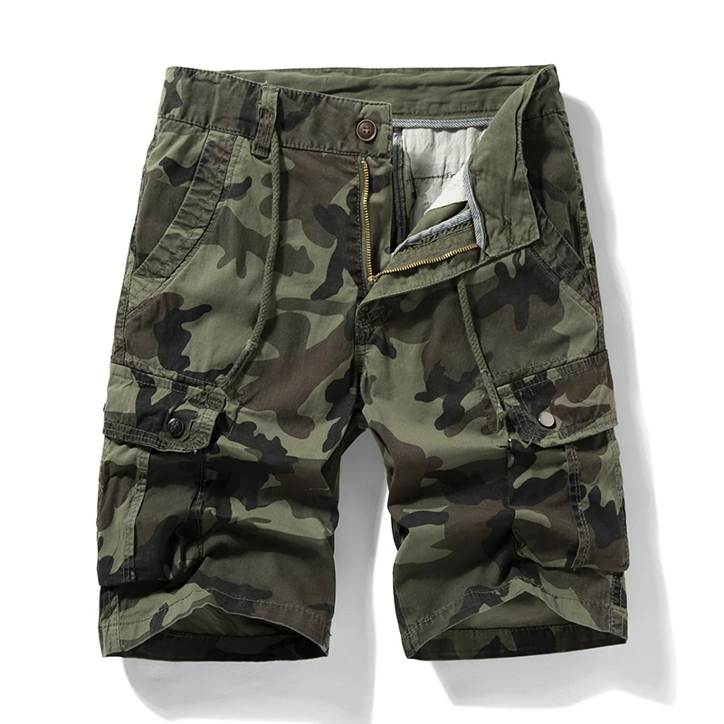 

For 2023 Summer New Mens Casual Trouers Beach Green Camouflage Shorts Military Cargo Work Man Short Pants OverSize 29-40
