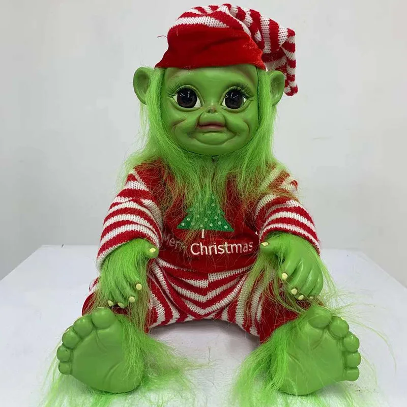 

2022 Christmas green furry stuffed toy Grinch doll doll creative Christmas gift doll baby latex ornaments dropshipping