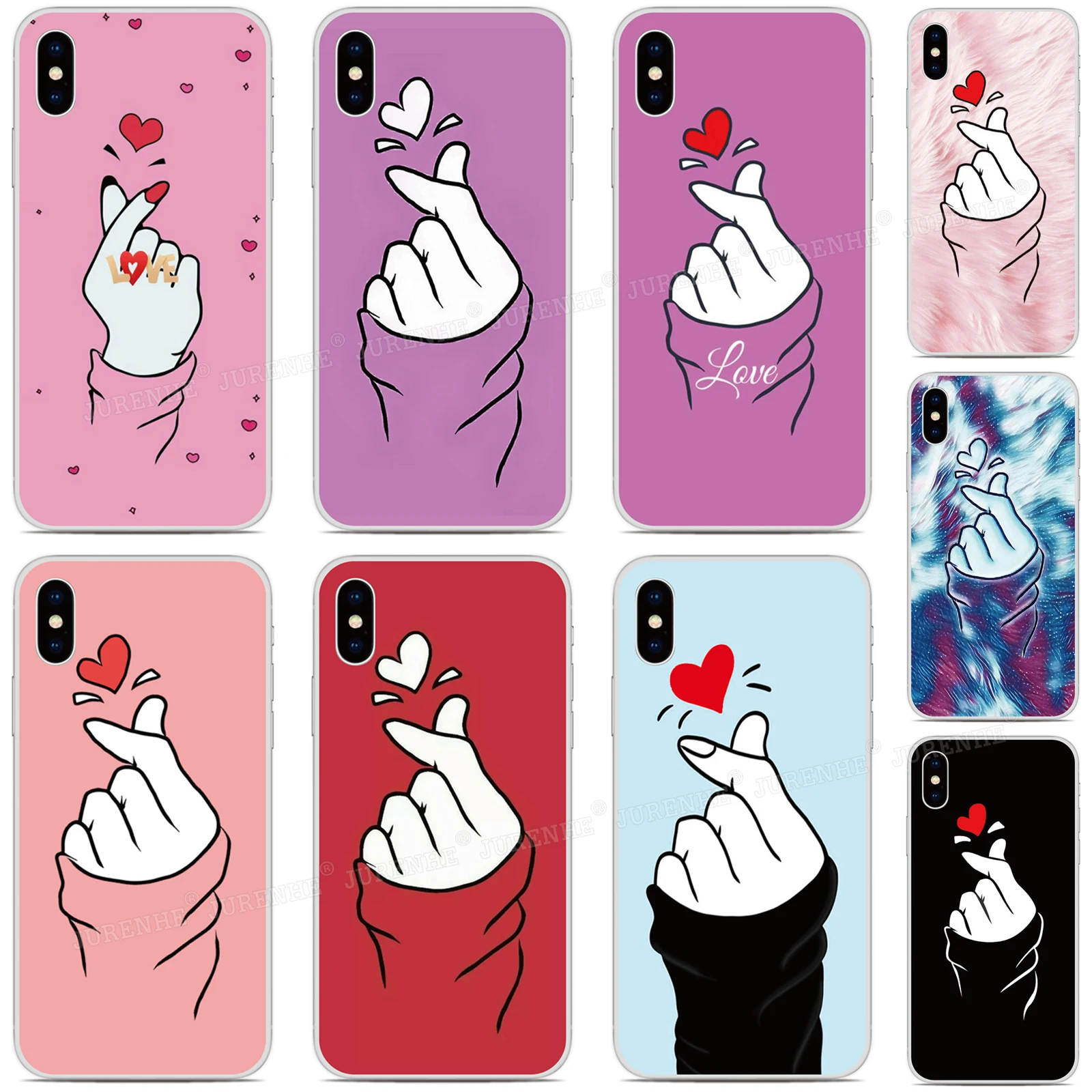 Finger Love Heart Cover For For iPhone 14 13 12 11 Pro MAX Mini SE2 2020 SE3 XR X XS 6S 6 7 8 Plus iPod Touch 7 6 5 Phone Case