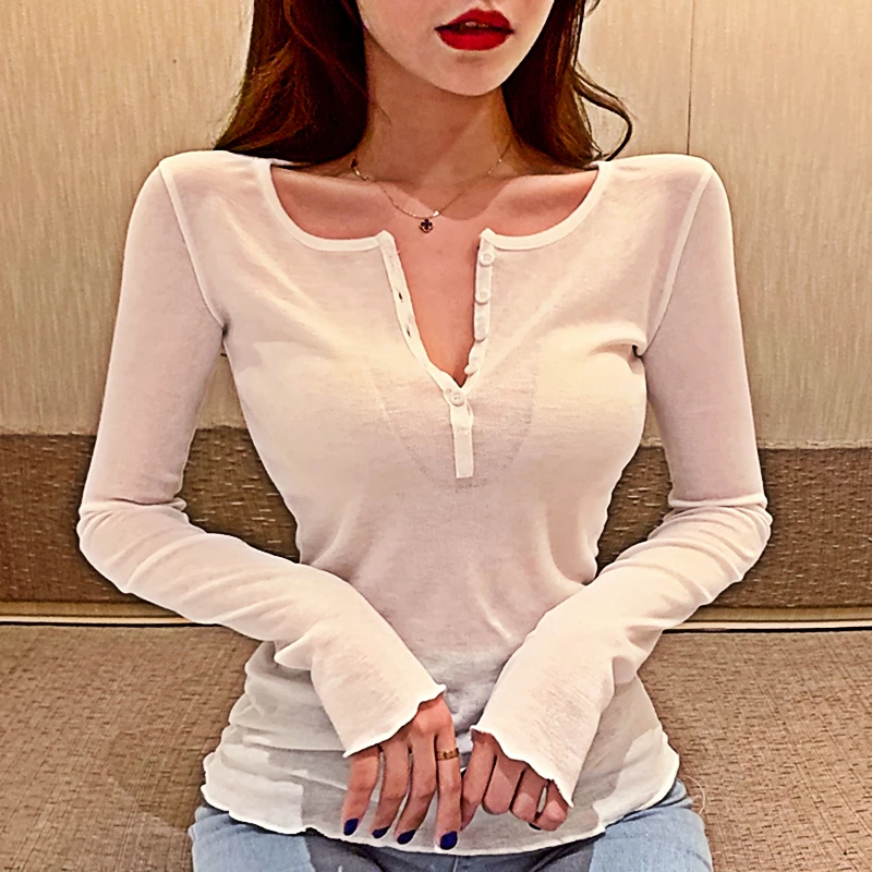 

2022 Thin Sexy Club Slim T-shirt Women's T-shirt Women's Cotton Long Sleeve Korean Fashion Autumn Jacket T-shirt Women Tops