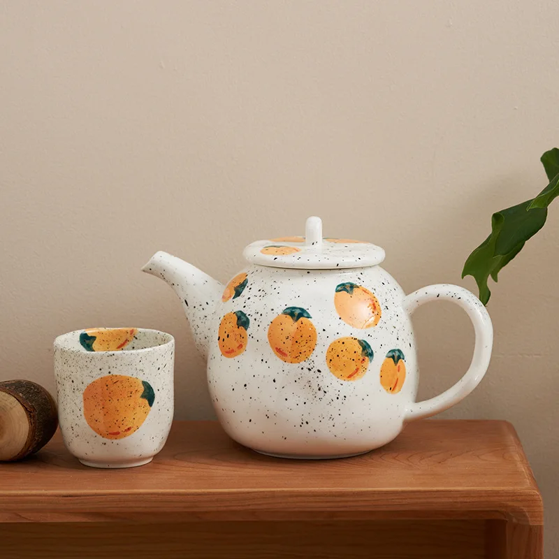 

JINYOUJIA японский ручная роспись фруктов узор керамический чайный набор грубая керамика керамический чайник для офиса дома термостойкая чайная посуда