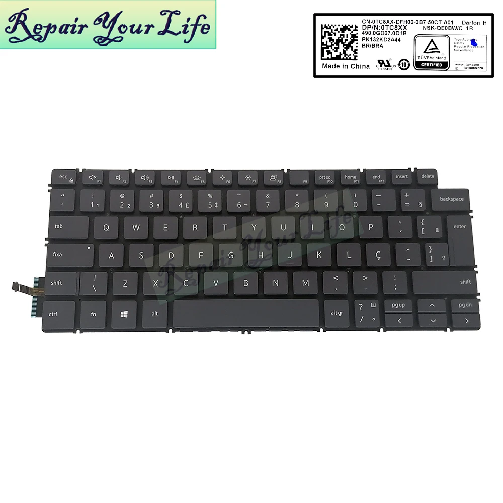 

PT-BR Portuguese Brazil Backlit Keyboard for Dell Inspiron 14-5490 5493 5494 5498 5491 7491 7490 P42E P83F Brazilian Teclado