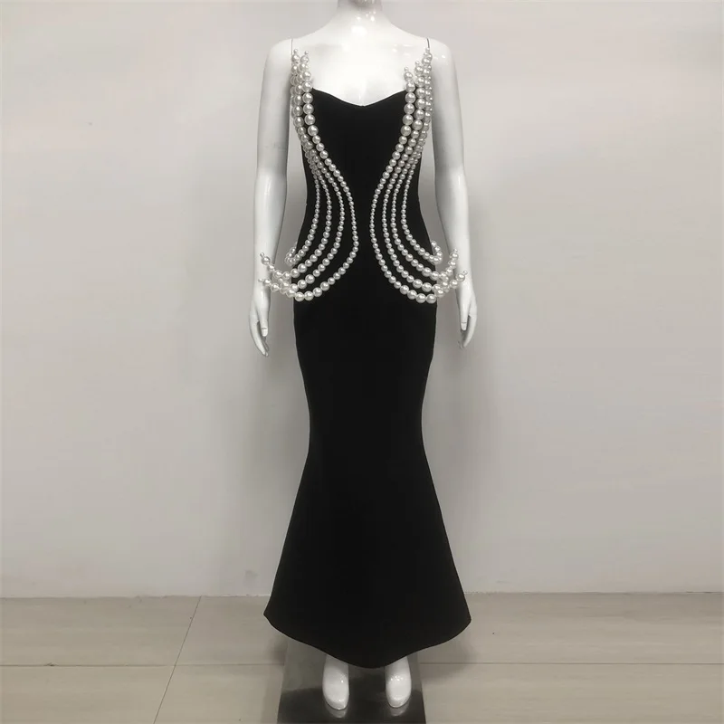 Черное бандажное женское платье для выпускного вечера сексуальное без рукавов с