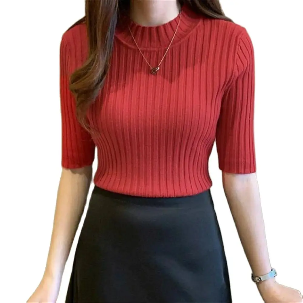 Трикотажная футболка Женские базовые футболки с коротким рукавом Женская