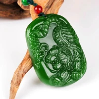 natural green hand carved zodiac dragon tiger pendant fashion jewelry mens and womens 12 zodiac tiger necklace