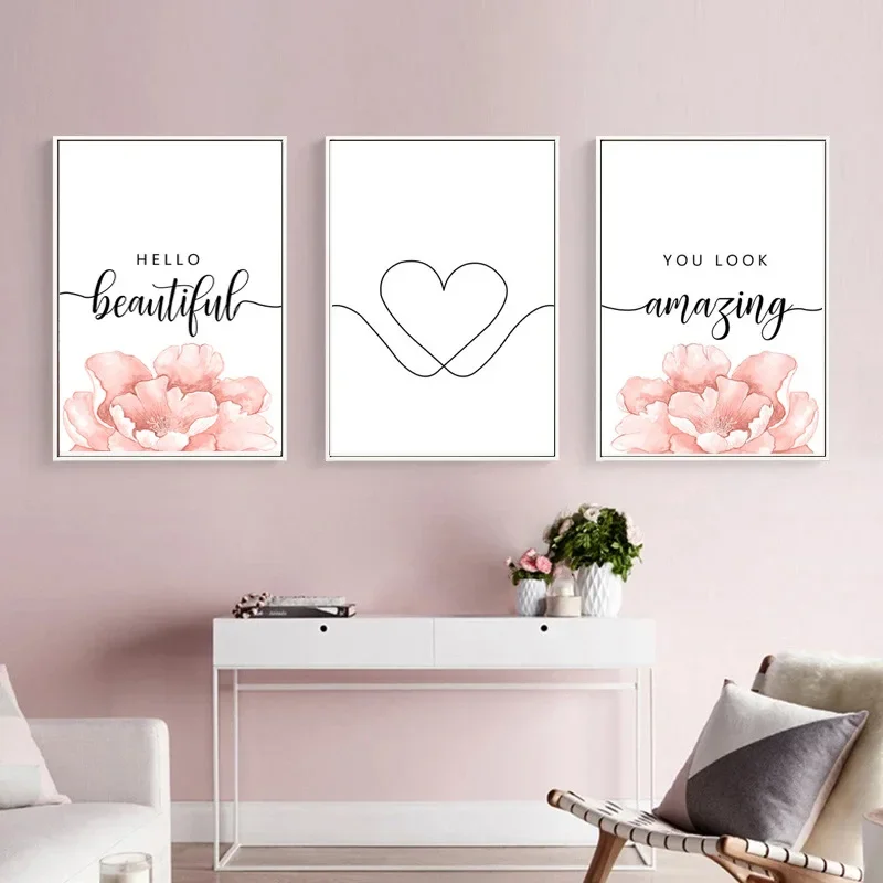 Современная мода розовый цветок холст плакат Meixin художественная живопись