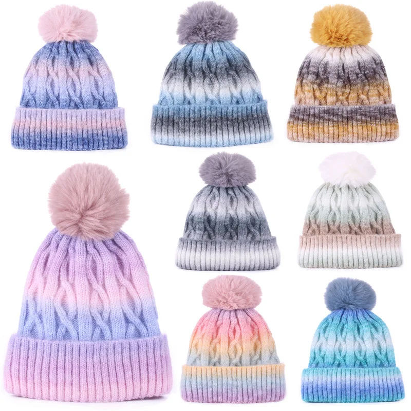 Осенне-зимняя вязаная шапка для женщин утолщенная шерстяная с мягкой подкладкой