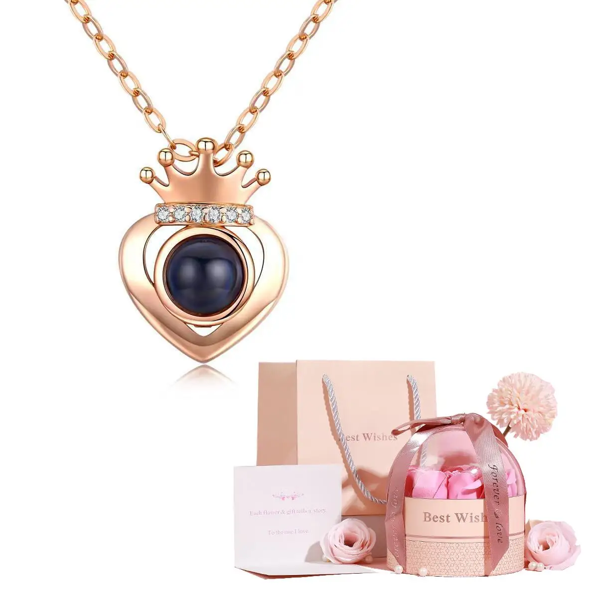 Ожерелье с подвеской в виде цветка розы 100 языков