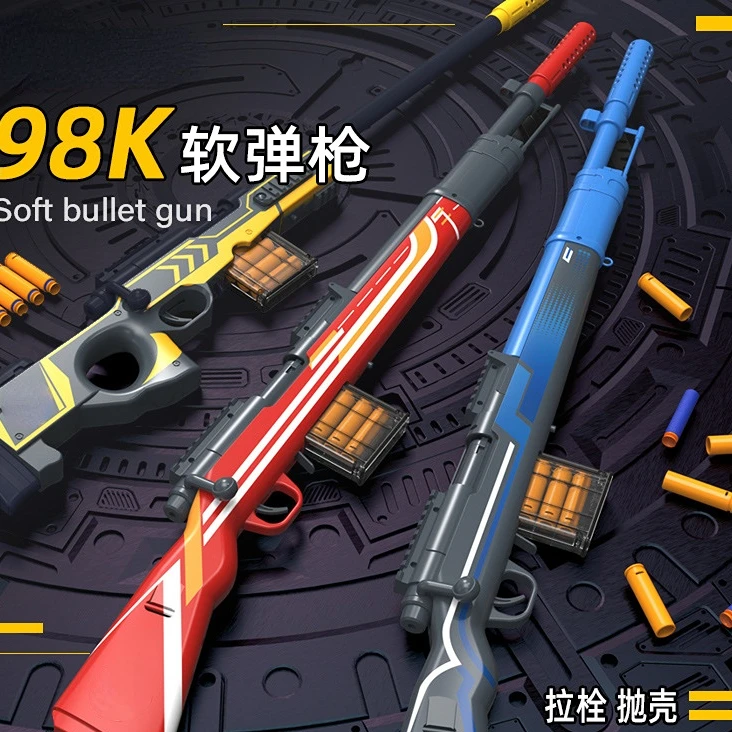 

AWM 98K Rifle Sniper Toy Gun Blaster Manual Soft Bullet Weapon Shooting Launcher Model For Children Kids Boys Birthday Gifts