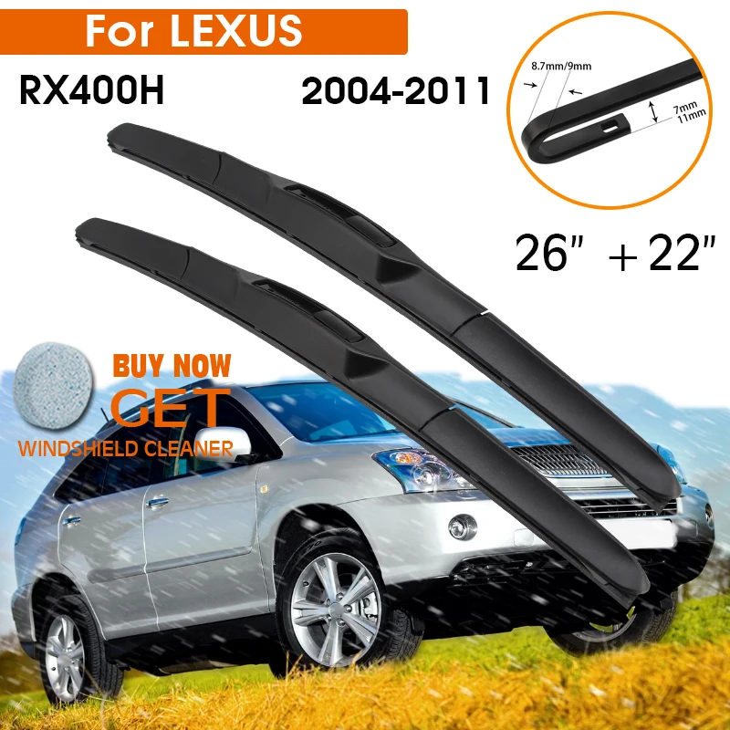 

Автомобильный стеклоочиститель для LEXUS RX400H 2004-2011 лобовое стекло резиновый силиконовый запасной передний стеклоочиститель 26 "+ 22" LHD RHD автомобильные аксессуары