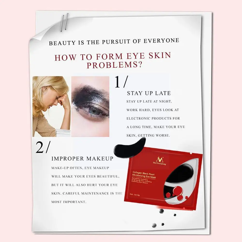 

1 Pair Crystal Collagen Hydrating Anti-aging Collagen Eye Mask Moisturizing Black pearl F9O1