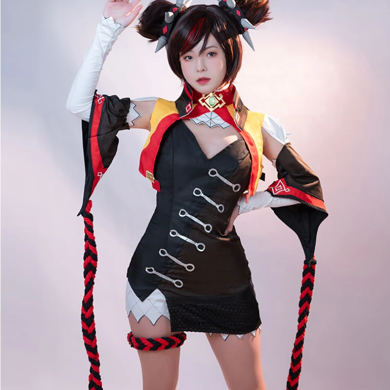 

Hot Game Genshin Impact Xinyan Cosplay Costume Suit Outfit Uniform for Halloween Fancy Stage Performance Props