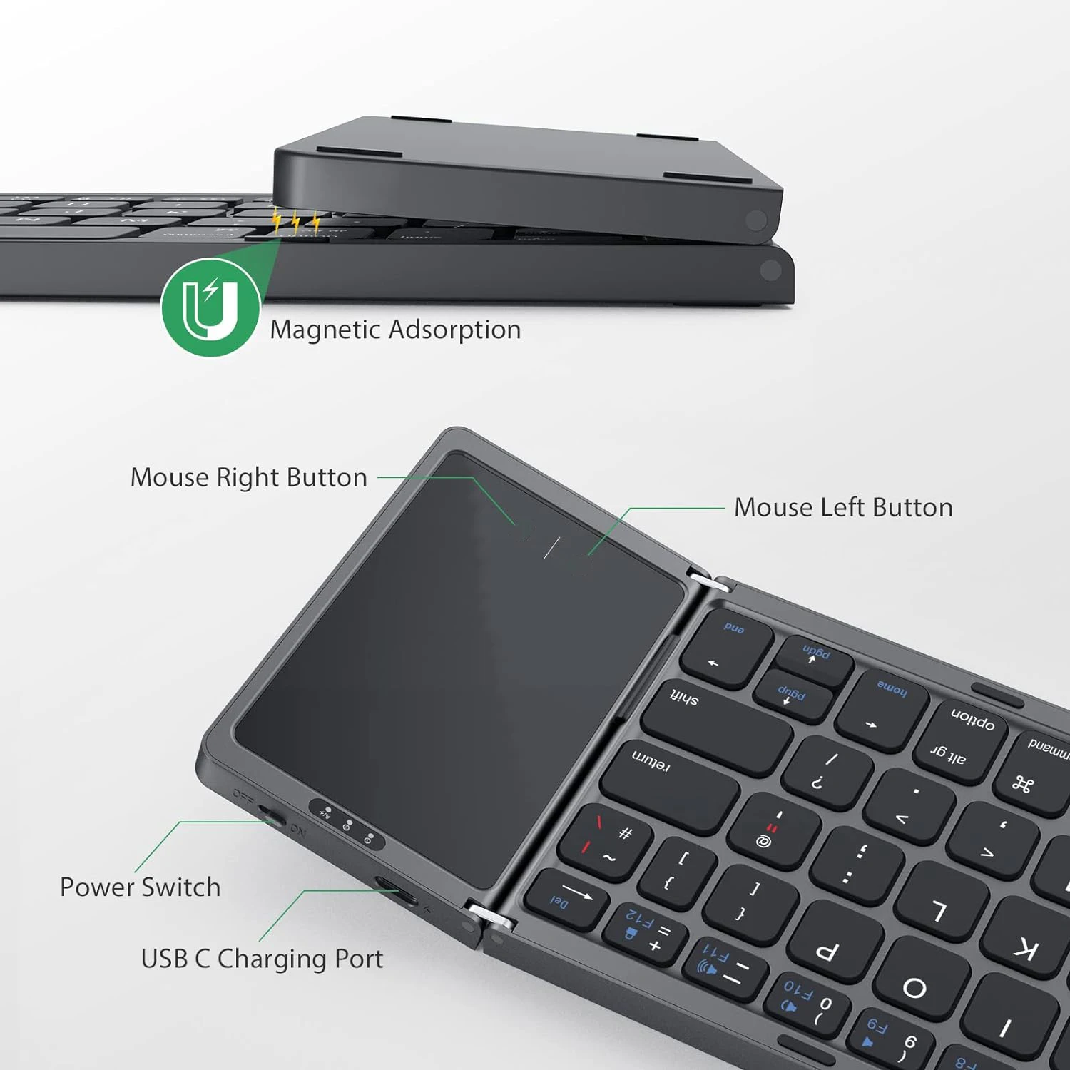 Портативная складная Bluetooth-клавиатура с русским языком и тачпадом ...