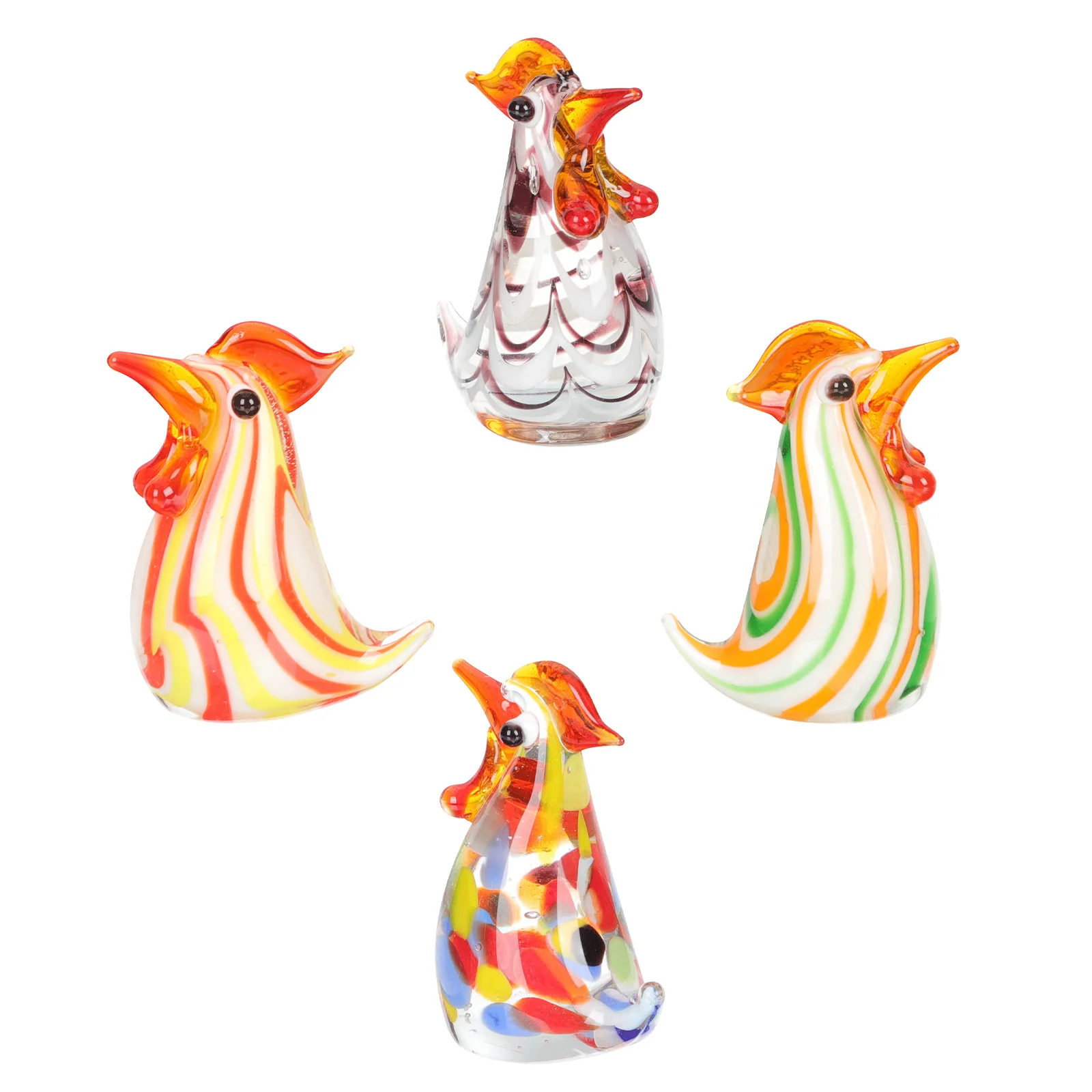 

Chicken Rooster Figurine Miniature Chick Blown Figurines Easter Sculpture Topper Mini Animals Cake Ornament Statues Animal Hand