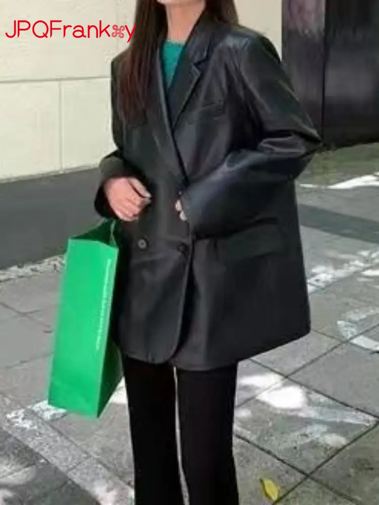 Black Brown Women's Leather Coat Women Spring and Autumn 2023 New Leisure Slim Fit Motorcycle Leather Suit Top PU Leather Women