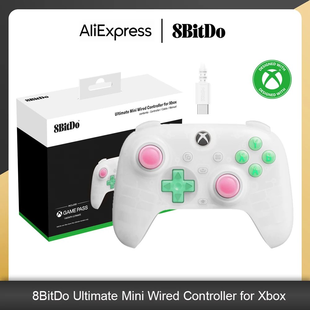 Фото Проводной мини-контроллер 8BitDo Ultimate с джойстиком Game Pass для Xbox Series S/X, Xbox One, Windows 10/11, аксессуары для геймпада №1