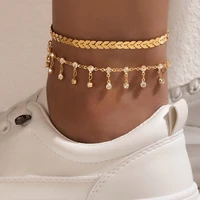 bohemia shell chain anklet sets for women sequins ankle bracelet on leg foot trendy summer beach jewelry gift