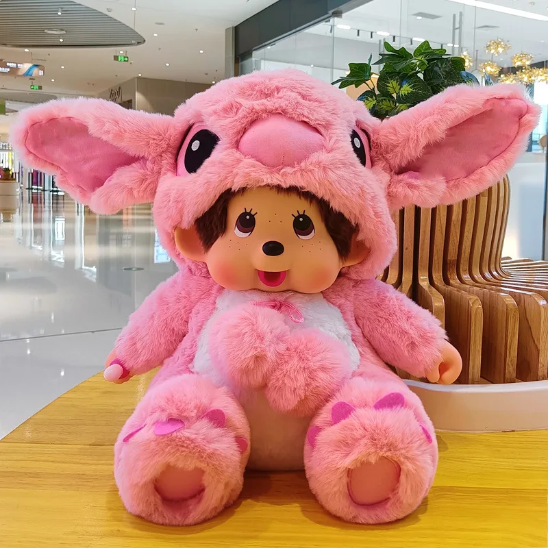 

60cm Disney Monchhichis Transform Stitch Mickey Strawberry Bear Plush Toy Kawaii Stellalou Linabell Plushies Stuffed Kids Doll