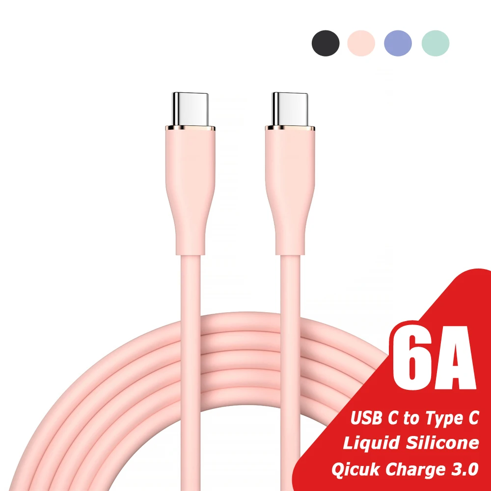 

6A 60 Вт жидкий силикон USB C к Type C кабель для быстрой зарядки кабель для передачи данных для iPhone 15 Xiaomi 13 Samsung POCO Oneplus Redmi Huawei