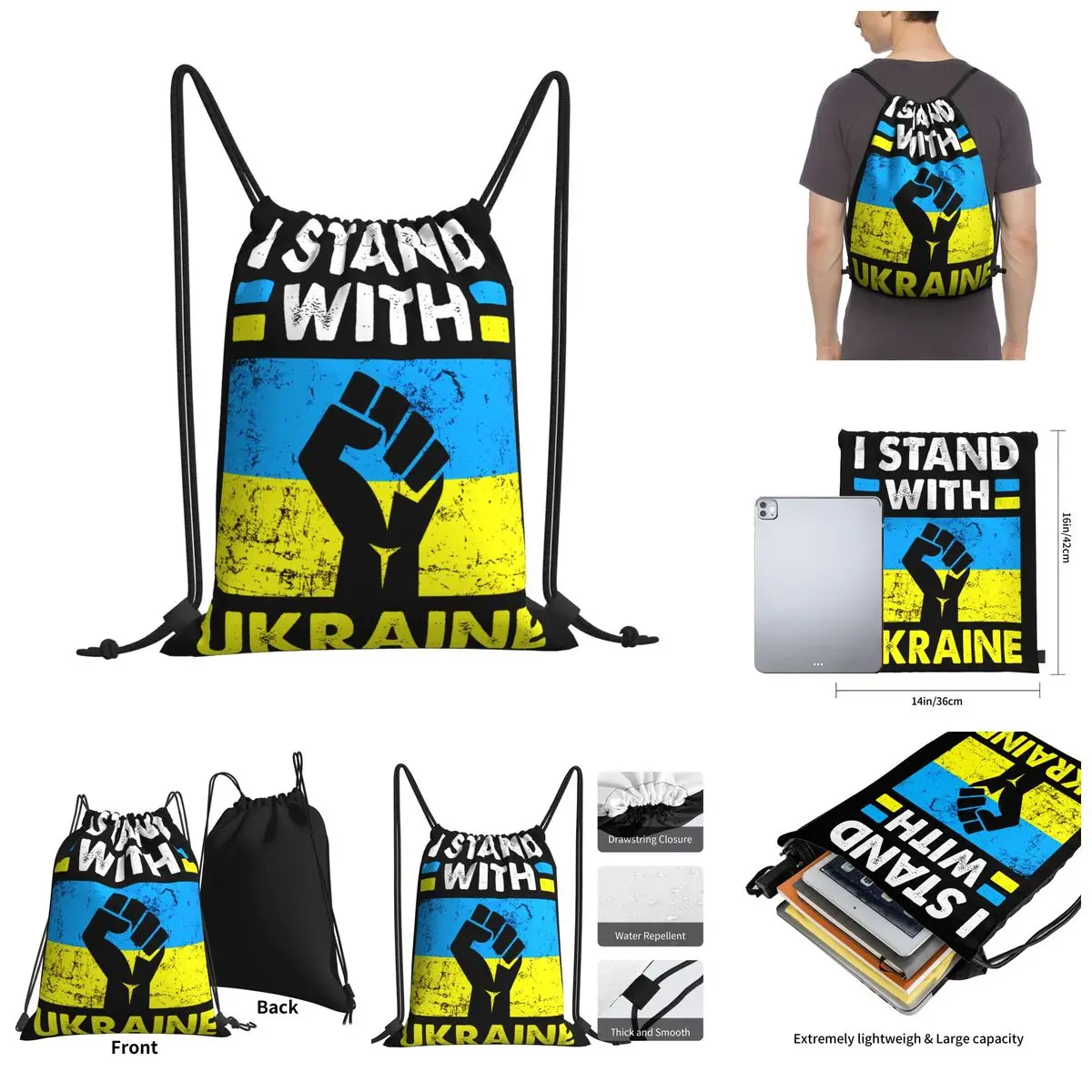 

Ukraine Drawstring Bags Gym Bag Casual Graphic Backpack Sarcastic country Rucksack