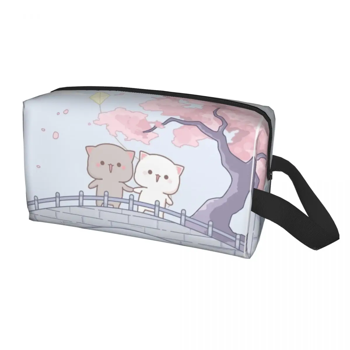 

Романтичная дорожная косметичка с кошкой из персика и Гомы мочи на заказ, Женский органайзер для туалетных принадлежностей, женский косметический набор для хранения